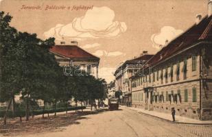 Temesvár, Timisoara; Balázs tér, Fogház, villamos / square, prison, tram (Rb)