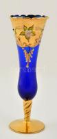 Dekoratív színes üveg váza, kézzel festett, jelzés nélkül, hibátlan, m: 21 cm