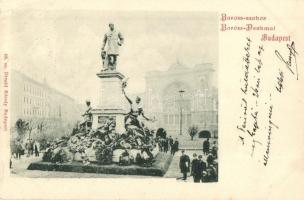 Budapest VII. Baross szobor, háttérben a Keleti pályaudvar . Divald Károly 48.  (EK)