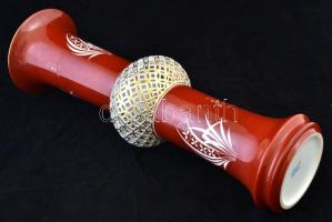 Herendi Eszterházy mintás padlóváza, áttört közép résszel, kézzel festett, jelzett, hibátlan, m:51 c...