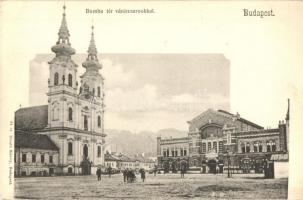 Budapest I. Batthyány tér (régen Bomba tér), templom, Wirth Antal vendéglő, Budai vásárcsarnok. Divald Károly 64. (EK)