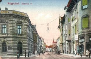 Nagyvárad, Oradea; Rákóczy út, Széchenyi szálloda, Boros Jenő kiadása / street view, hotel, shops (EK)