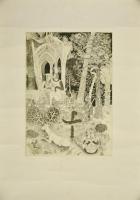 Berki Viola (1932-2001): Lovagkaland. Rézkarc 91/100, papír, jelzett, felcsavart, gyűrődésekkel, 34×24 cm