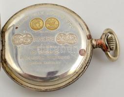 Zenith ezüst (Ag.) tokos zsebóra, niello díszítése erősen kopott, működik, jelzett, számlapon alig l...