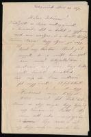 1871 Hegedűs Sándorné, Hegedüs Sándor 1847-1906) politikus feleségének levele Hegedüsné Jókai Jolánnak, az újdonsült feleségnek