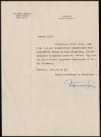 vitéz Jancsó István (1891-1968) igazgató főorvos saját kézzel aláírt levele