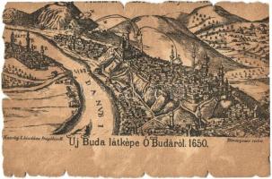 Budapest, Újbuda látképe Óbudáról 1650-ben, Kaucky L. kiadása Prágában