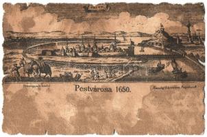 Budapest, Pest városa 1650-ben, Kaucky L. kiadása Prágában (EK)
