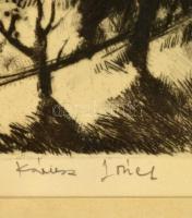 Kórusz József  (1927-2010): Tavasz a Balatonon. Rézkarc, papír, jelzett, üvegezett keretben, 31×40  ...