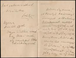 Hegedüs Sándor (1847-1906) politikus, miniszter, közgazdász, halála előtt hat nappal írt, utolsó? sa...