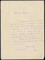 1907 Falu Tamás (1881-1977) saját kézzel írt levele, aláírással Hegedüs Rózsának. Hegedüs Sándor politikus és Jókay Jolán lányának, ifj. Hegedüs Sándor író és Hegedüs Loránt politikus húgának