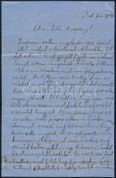 1870 Hegedűs István (1848-1925) klasszika-filológus, MTA tagja saját kézzel írt levele Jókay Jolánnak. Hegedüs Sándor feleségének. Két beírt oldal