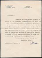 1947 vitéz Jancsó István (1891-1968) igazgató főorvos saját kézzel aláírt levele