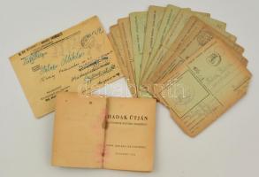cca 1942-1944 11 db tábori postai levelezőlap + Honvéd imakönyv (Bp., 1944)