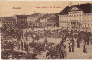 Pancsova, Pancevo; Ferenc József tér, városháza, piac / market square, town hall (EK)