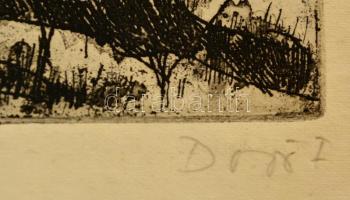 Doór Ferenc (1918-?): Fák. Rézkarc, papír, jelzett, 17,5×19,5 cm