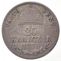 1870GYF 20kr Ag "Váltó Pénz" (2,5g) T:2- / Hungary 1870GYF 20 Kreuzer Ag "Váltó Pénz&...