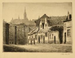 Paulovits Pál (1892-1975): Utca részlet. Rézkarc, papír, jelzett,  21×29 cm