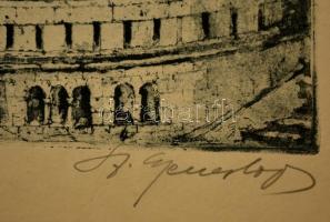 Sz. Gyenes Lajos (1890-1971): Halászbástya. Rézkarc, karton, jelzett, 38×29 cm