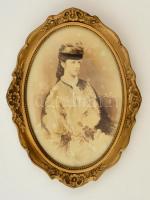 Erzsébet királyné, fénynyomat, hátulján feliratozva, ovális keretben, 19,5×13,5 cm