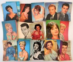 Kis színészfotó-gyűjtemény, fotók ill. fotólapok vegyesen, összesen kb. 100 db
