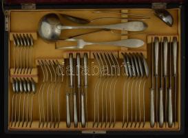 Wellner alpakka evőeszköz készlet (6 személyes), eredeti dobozában, jelzett, hiánytalan (47 db)