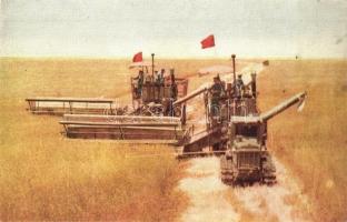 2 db MODERN kínai kommunista képeslap, aratógépek és villamos / 2 modern Chinese communist postcards...