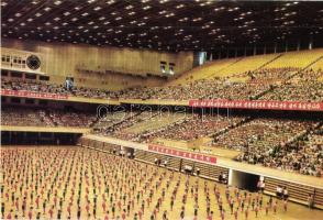 The Pyongyang Gymnasium - 9 db modern Észak-Koreai kommunista oktatási propaganda képeslap saját tok...