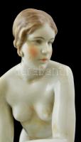 Herendi térdelő akt, kézzel festett, jelzett (Lux Elek), hibátlan, piszkos, m:33 cm
