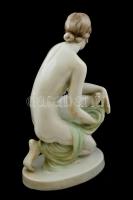 Herendi térdelő akt, kézzel festett, jelzett (Lux Elek), hibátlan, piszkos, m:33 cm