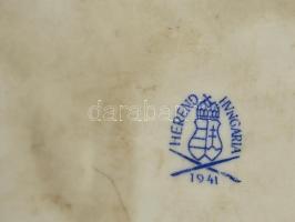 Herendi térdelő akt, kézzel festett, jelzett (Lux Elek), hibátlan, piszkos, m:33 cm