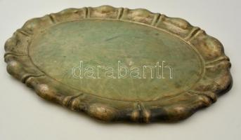 Ezüst (Ag.) tálca, jelzett, poncolt szélekkel, 41×30 cm, nettó:716 g