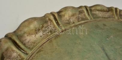 Ezüst (Ag.) tálca, jelzett, poncolt szélekkel, 41×30 cm, nettó:716 g