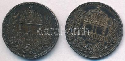 1915KB 1K Ag "Ferenc József" (2x) T:2 patina