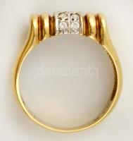 Arany(Au) 14 K gyűrű apró kövekkel, jelzett, méret: 54, bruttó: 3,8 g