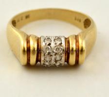 Arany(Au) 14 K gyűrű apró kövekkel, jelzett, méret: 54, bruttó: 3,8 g