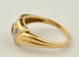 Arany(Au) 14 K gyűrű ametiszt kővel, jelzett, méret: 56, bruttó: 3,3 g