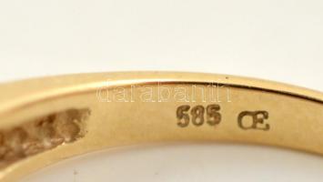 Arany(Au) 14 K gyűrű ametiszt kővel, jelzett, méret: 56, bruttó: 3,3 g