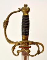 cca 1930 Tűzoltósági díszkard, gazdagon díszített markolattal, hüvellyel, pengehossz: 54,5 cm, telje...