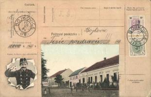 Bojkovice, Ústrizek / street view. Postman montage postcard (EK)