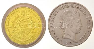 1848. Dukát Au V. Ferdinánd (3,44g/0.989), szétcsavarható 1848KB 20kr Ag kémpénzben tárolva T:1-,2 R! /  Hungary 1848. Ducat Au Ferdinand V (3,44g/0.989) in a 1848KB 20 Kreuzer Ag spy coin C:AU,XF RARE! Huszár: 2075., Unger III.: 1414.