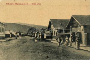 Marosújvár, Ocna Mures; Mikó utca, Füssy J. üzlete, W. L. 1593. / street view, shop (EK)