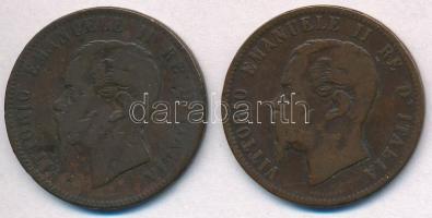 Olaszország 1863. 10c Cu "II. Viktor Emánuel" + 1866OM 10c "II. Viktor Emánuel" T:3 ph. Italy 1863. 10 Centesimi Cu "Vittorio Emanuele II" + 1866OM 10 Centesimi Cu "Vittorio Emanuele II" C:F edge error Krause KM#11.2,KM#11.5