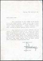 1990 Habsburg Ottó (1912-2011) fotója és levele a Bencés Diákszövetség elnökének, Faber Miklósnak, a...