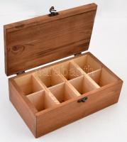 "Tea for Two" feliratú teafilteres fa doboz, fém zárral, jó állapotban, 2 filterrel, 15,5×26,5×10 cm