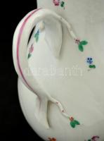 Herendi virág mintás mokkás készlet (8 személyes), kézzel festett, jelzett (cca 1920), hajszálrepedé...