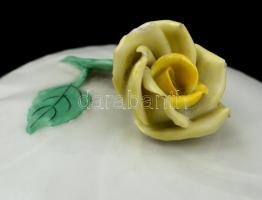 Herendi virág mintás mokkás készlet (8 személyes), kézzel festett, jelzett (cca 1920), hajszálrepedé...