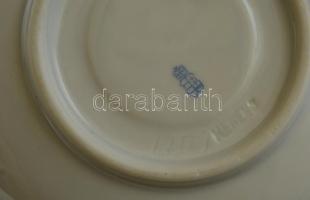 Herendi virág mintás mokkás készlet (8 személyes), kézzel festett, jelzett (cca 1920), hajszálrepedé...