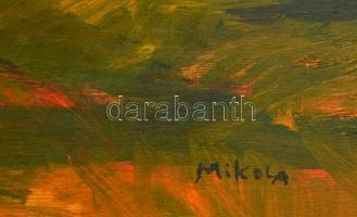 Mikola jelzéssel: Szénaboglya. Olaj, falemez, 38×43 cm