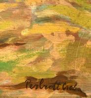 Perlrott jelzéssel: Őszibarackfák. Olaj, falemez,  kis hibával, keretben, 43×69 cm